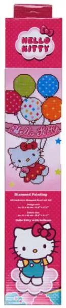 Diamond Painting Bild, Hello Kitty with balloons, 37x44cm, 9 Farben incl.2 AB, runde Steine, Teilbild