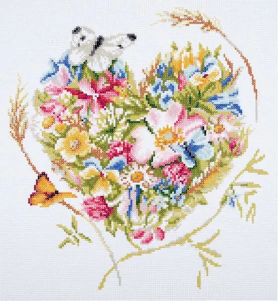 Diamond Painting Bild, A heart of flowers, 39x43cm, 27 Farben, runde Steine, Vollbild
