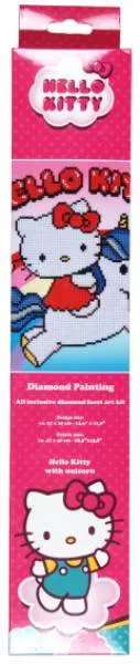 Diamond Painting Bild, Hello Kitty with unicorn, 37x30cm, 10 Farben incl.1 AB, runde Steine, Teilbild