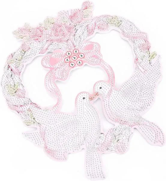 Door wreath, wedding, approx. 30x30cm, 9mm thickness, rhinestones & special stones