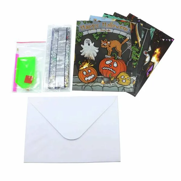 Diamond Painting, Grußkarten zum Painten komplett mit Steine, 5 Motive, Postkarten mit Umschlag