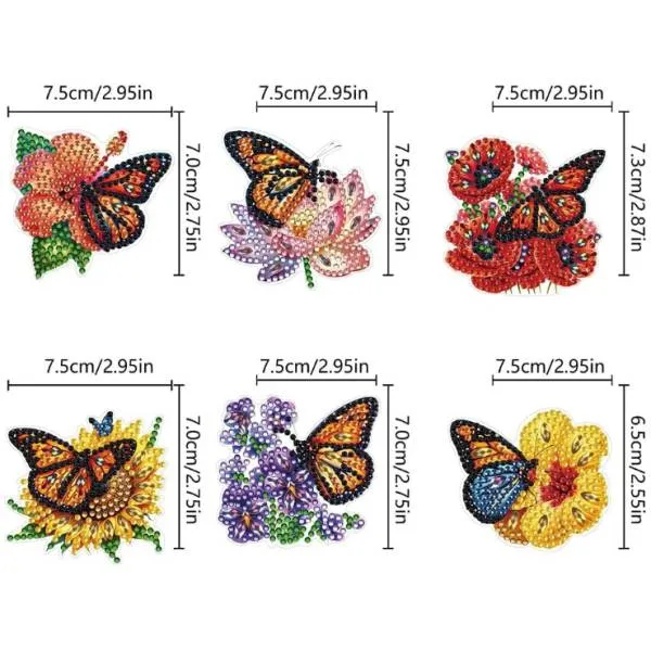 Haken Selbstklebend Schmetterling, Set mit 6 Stück zum Painten