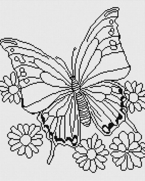 Leinwand mit Motiv (ohne Steine) Schmetterling, 40x50cm, für eckige Steine, Vollbild