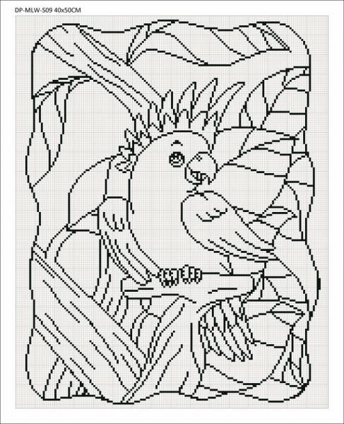 Leinwand mit Motiv (ohne Steine) Dancing Parrot, 40x50cm, für eckige Steine, Vollbild