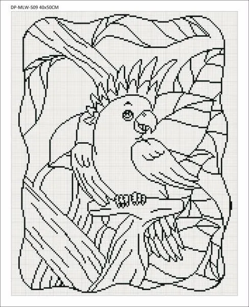 Leinwand mit Motiv (ohne Steine) Dancing Parrot, 40x50cm, für eckige Steine, Vollbild