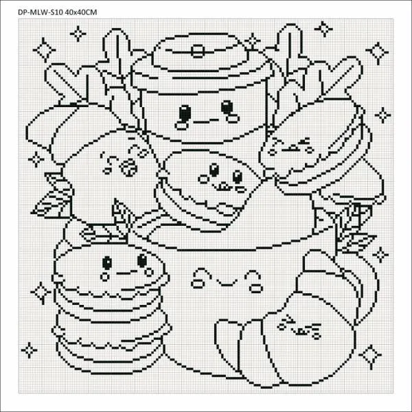 Canvas with motif (without stones) Sweet Breakfast, 40x40cm, for square stones, full screen