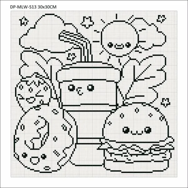 Canvas with motif (without stones) Happy Snack, 30x30cm, for square stones, full screen
