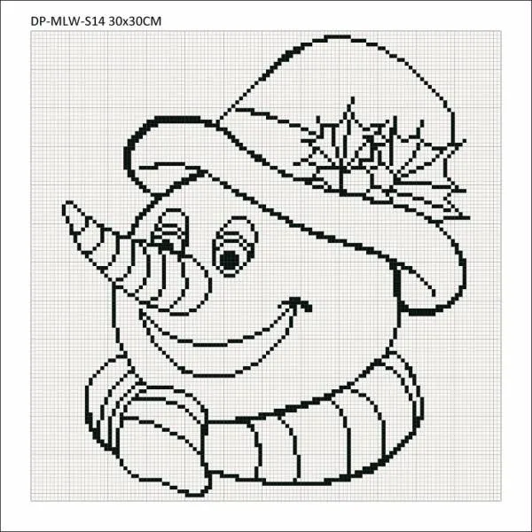 Canvas with motif (without stones) snowman, 30x30cm, for square stones, full screen
