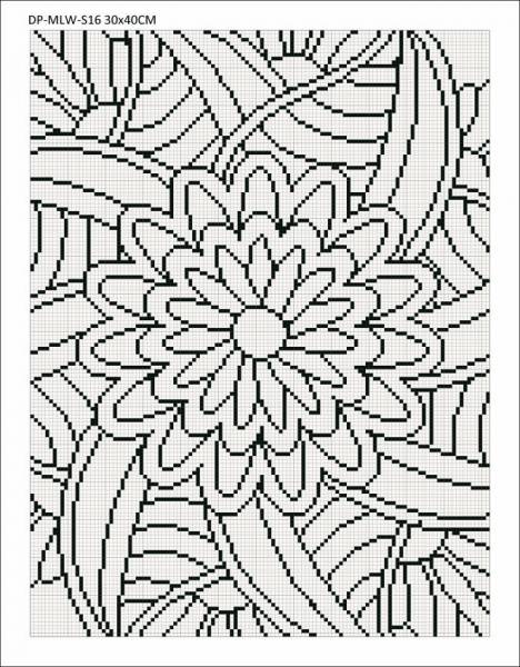 Canvas with motif (without stones) flower swirl, 30x40cm, for square stones, full screen
