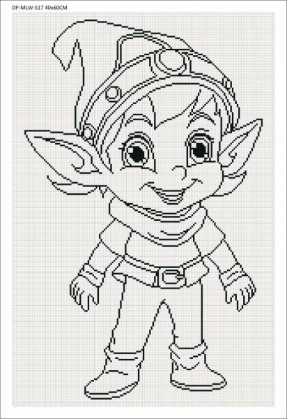 Leinwand mit Motiv (ohne Steine) Wichtel, 40x60cm, für eckige Steine, Vollbild