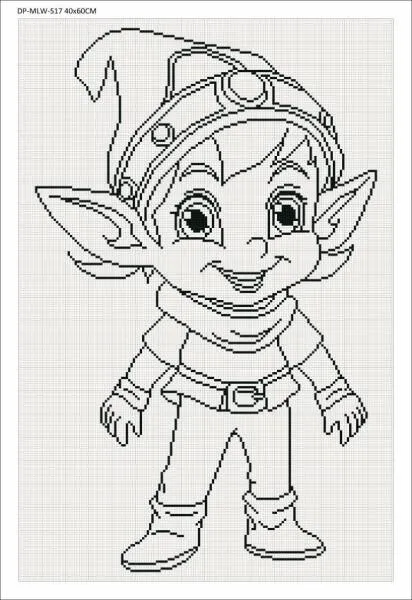 Canvas with motif (without stones) Gnome, 40x60cm, for square stones, full screen