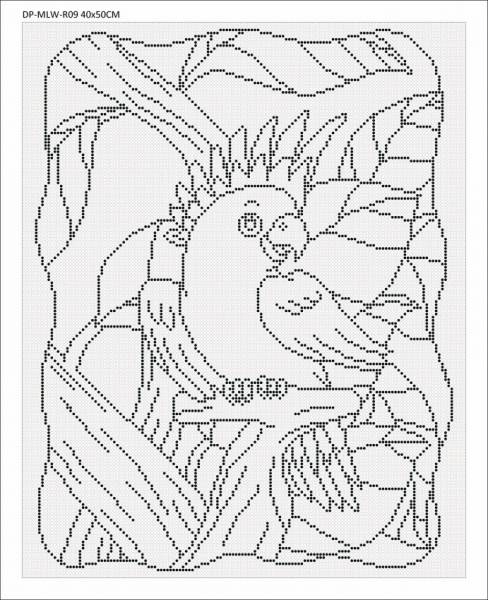 Canvas with motif (without stones) Dancing Parrot, 40x50cm, for round stones, full screen