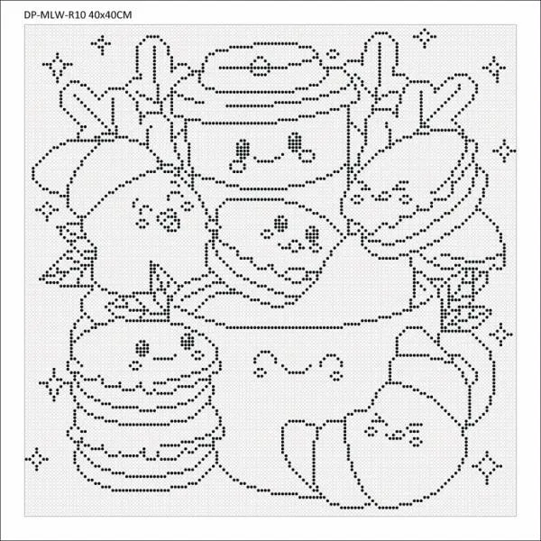 Canvas with motif (without stones) Sweet Breakfast, 40x40cm, for round stones, full screen