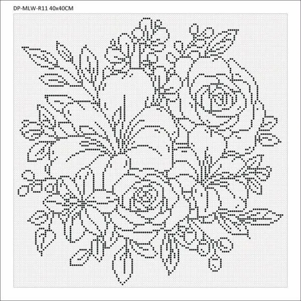 Canvas with motif (without stones) Bed of Flowers, 40x40cm, for round stones, full screen