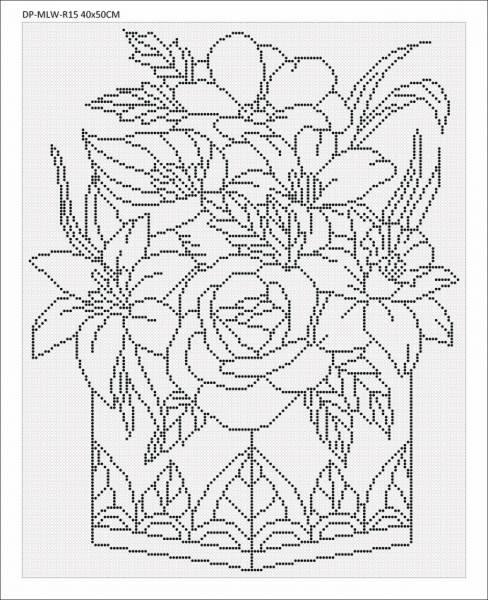 Canvas with motif (without stones) Flower box, 40x50cm, for round stones, full screen