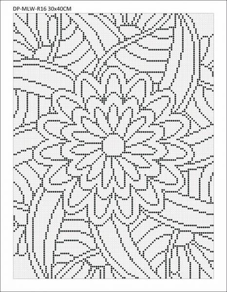 Canvas with motif (without stones) flower swirl, 30x40cm, for round stones, full screen