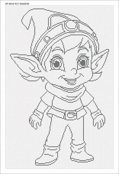 Canvas with motif (without stones) Gnome, 40x60cm, for round stones, full screen