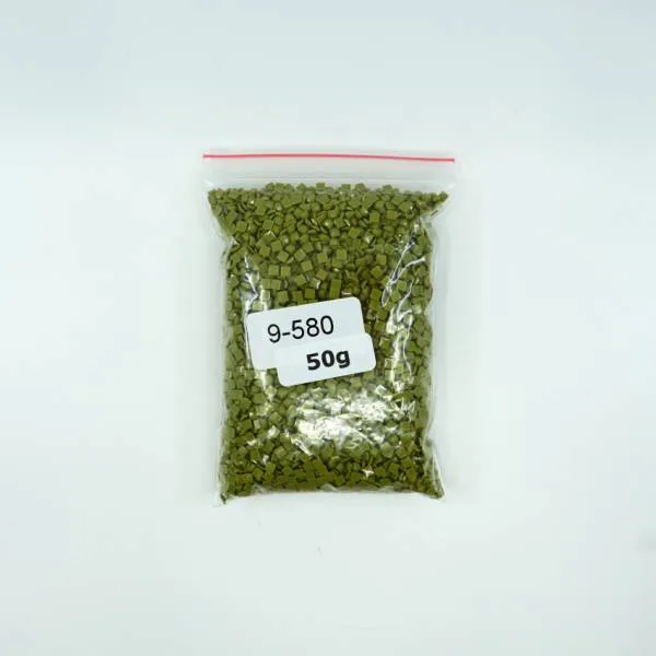 Steine, eckig (square), Farbe 580, Moss Green Dark, Tüte mit 50 Gramm