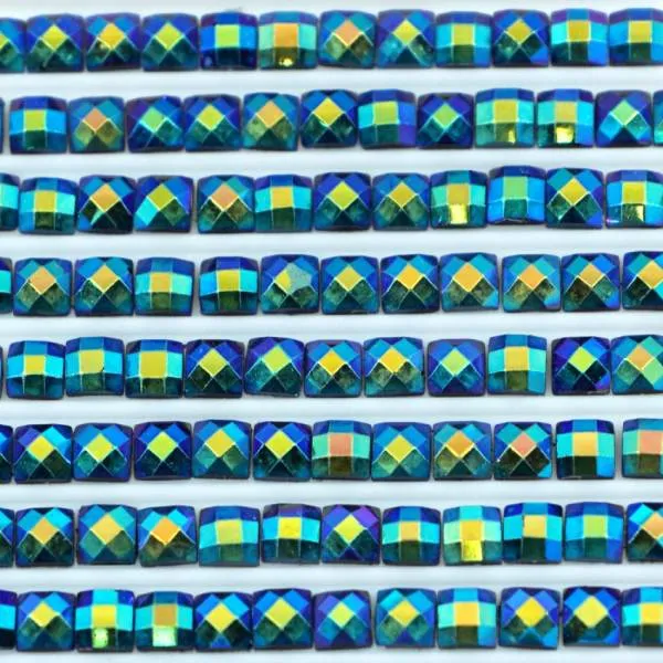 AB Stones, square, (Iridescent), 310, Black, 200 pieces