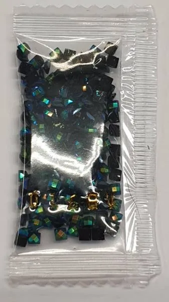 AB Stones, square, (Iridescent), 310, Black, 200 pieces