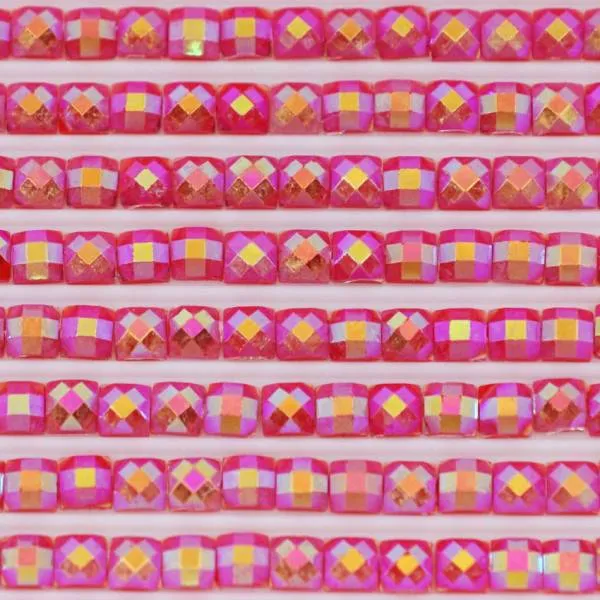 AB Stones, square, (Iridescent), 349, Coral Dark, 200 pieces