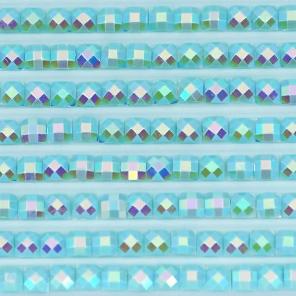AB Stones, square, (Iridescent), 3766, Peacock Blue Light, 200 pieces