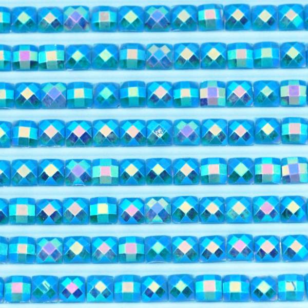 AB Stones, square, (Iridescent), 3844, Bright Turquoise Dark, 200 pieces