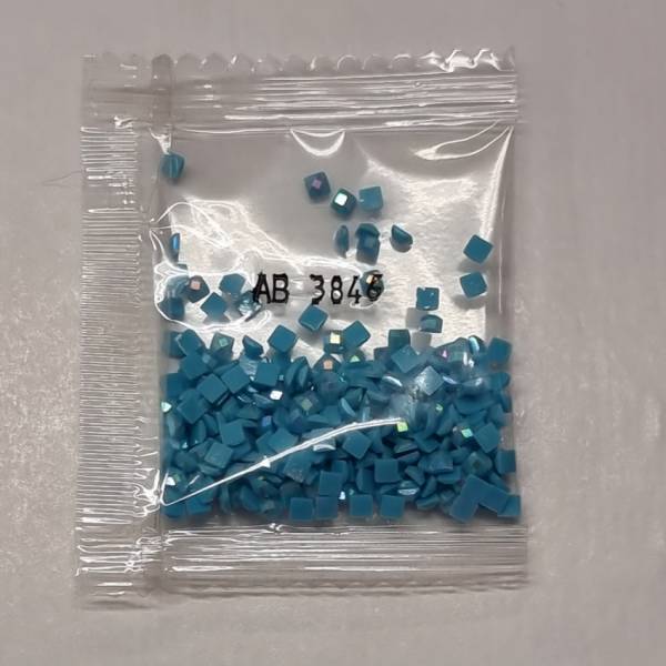 AB Stones, square, (Iridescent), 3846, Bright Turquoise Light, 200 pieces