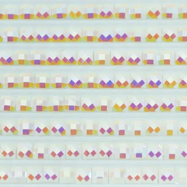 AB stones, square, (Irisizing), 5200, Snow White, 200 pieces