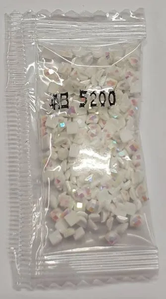 AB stones, square, (Irisizing), 5200, Snow White, 200 pieces