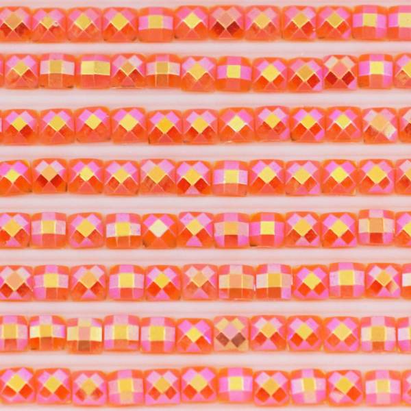 AB Stones, square, (Iridescent), 740, Tangerine, 200 pieces
