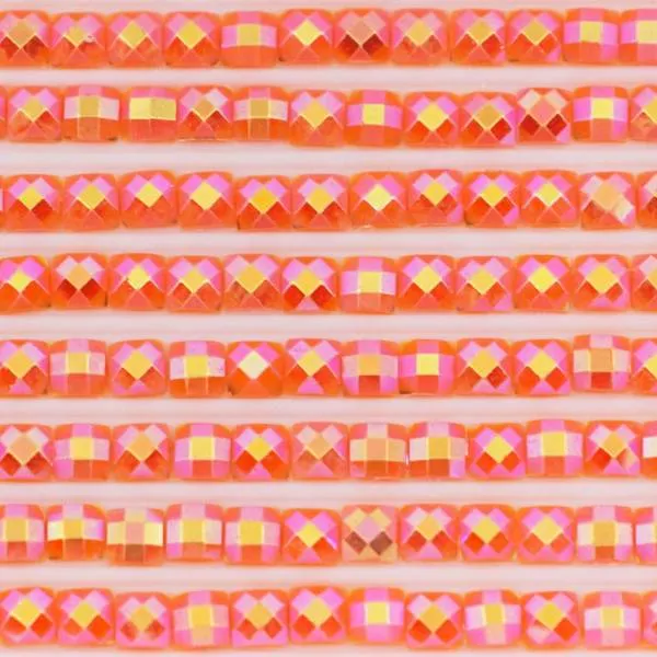 AB Stones, square, (Iridescent), 740, Tangerine, 200 pieces
