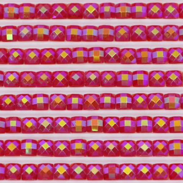 AB Stones, square, (Iridescent), 817, Coral Red Very Dark, 200 pieces