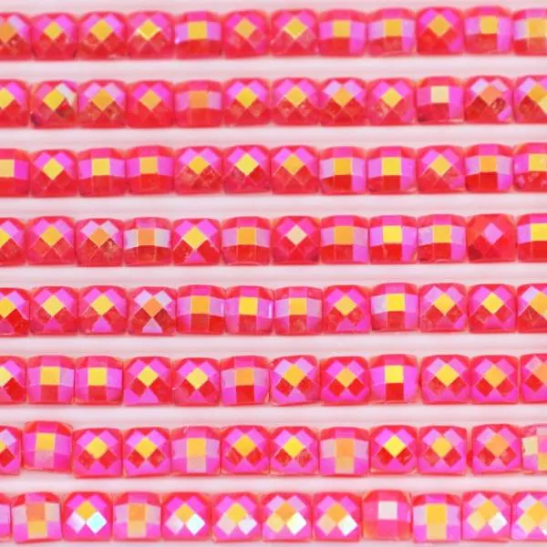 AB Stones, square, (Iridescent), 891, Carnation Dark, 200 pieces