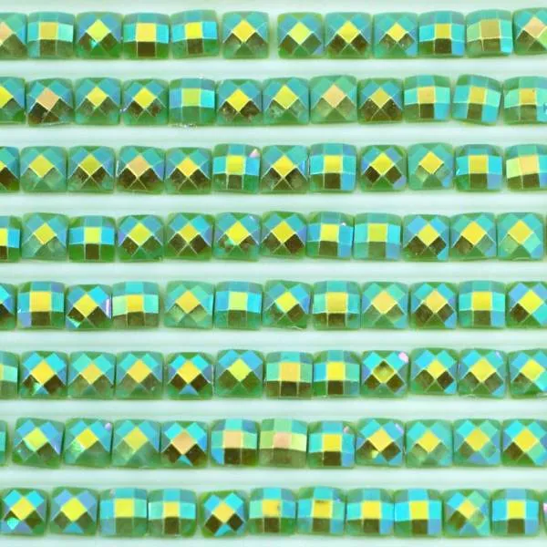 AB stones, square, (Irisizing), 906, Parrot Green Medium, 200 pieces