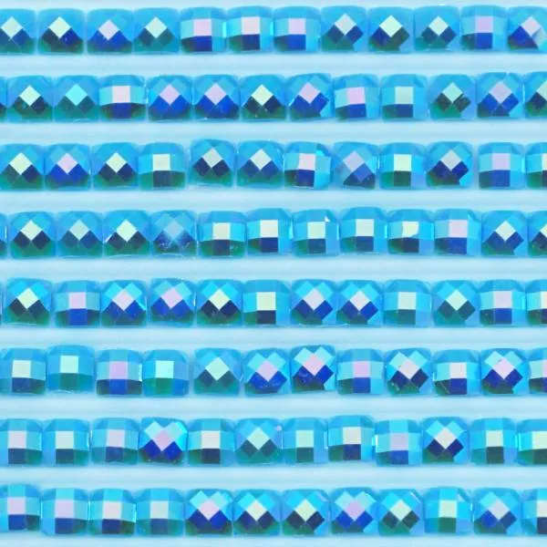 AB stones, square, (Irisizing), 996, Electric Blue Medium, 200 pieces