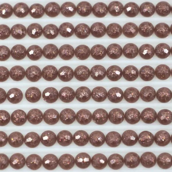 Fairy stones, round, (sparkling), 3860, Cocoa, 500 pieces