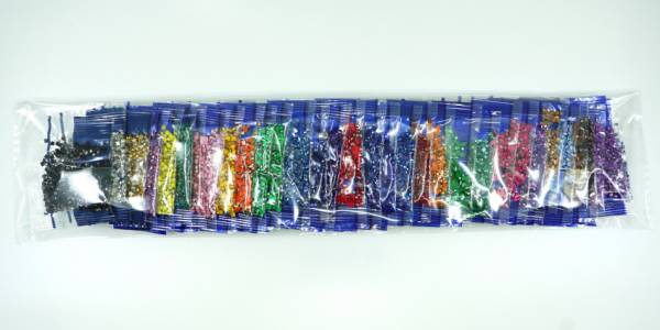 Set, square stones, all metallic stones from 155 - 3837, Gold, Silver, Himatite, one bag each