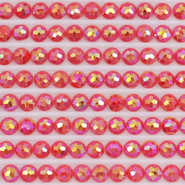 AB stones, round, (iridescent), 349, Coral Dark, 200 pcs.