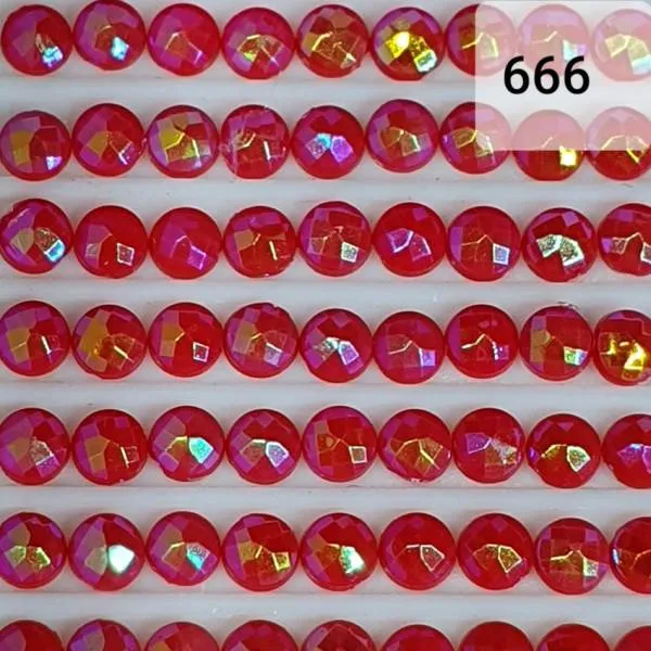 AB Steine, rund, (Irisierend), 666, Red Bright, 200 Stück