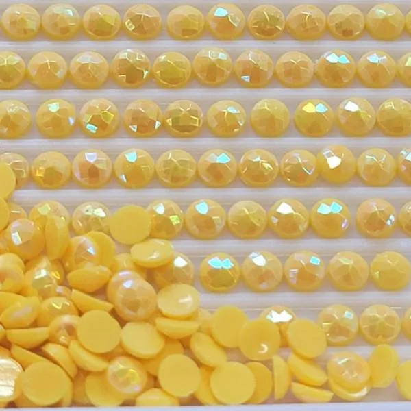 AB Stones, Round, (Iridescent), 973, Canary Shine, 200 Pieces