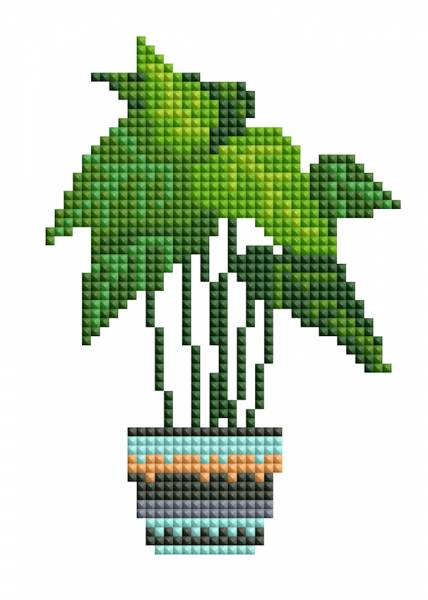 Diamond Painting Tiny-Bilder, Pflanzen, eckige Steine, 6 Bilder á 12x17cm, 19 Farben, Teilbild