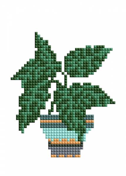 Diamond Painting Tiny-Bilder, Pflanzen, eckige Steine, 6 Bilder á 12x17cm, 19 Farben, Teilbild