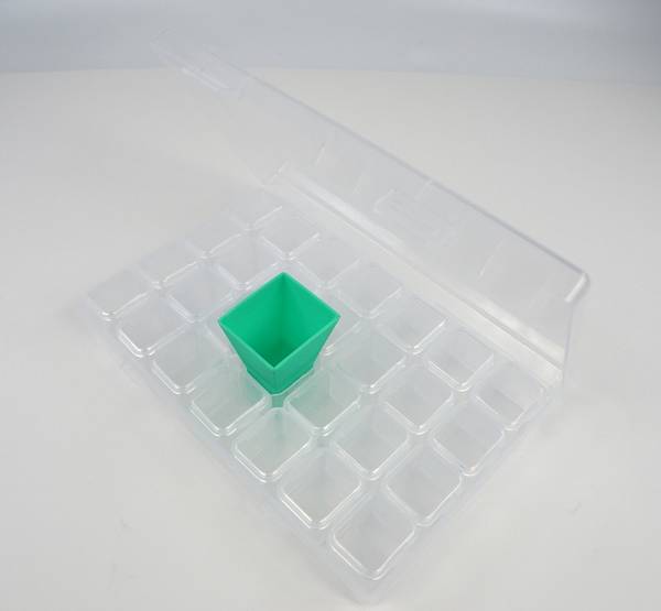Funnel for 28 sorting box, green, for easier filling of the stones