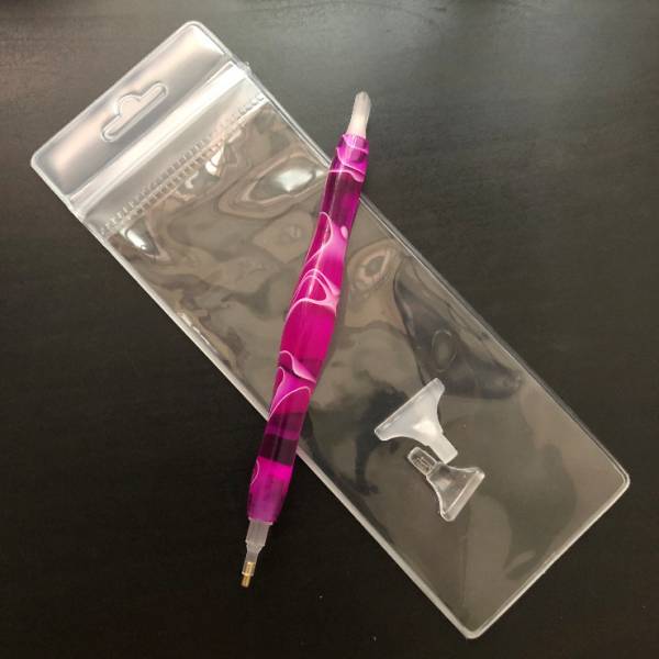 Pen for Diamond Painting, pink, acrylic, hand-turned with multiple attachments, wax required