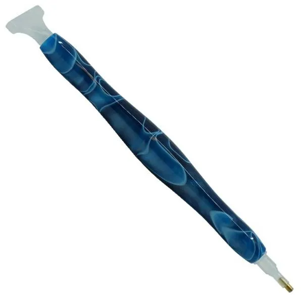 Pen for Diamond Painting, dark blue, acrylic, hand-turned with multiple attachments, wax required
