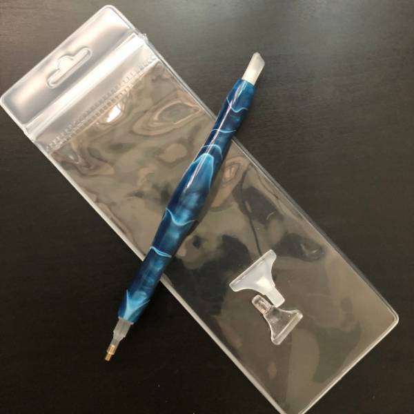 Stift für Diamond Painting, dunkelblau, Acryl, handgedreht mit Mehrfachaufsätzen, Wachs notwendig