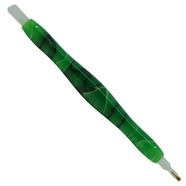 Stift für Diamond Painting, dunkelgrün, Acryl, handgedreht mit Mehrfachaufsätzen, Wachs notwendig