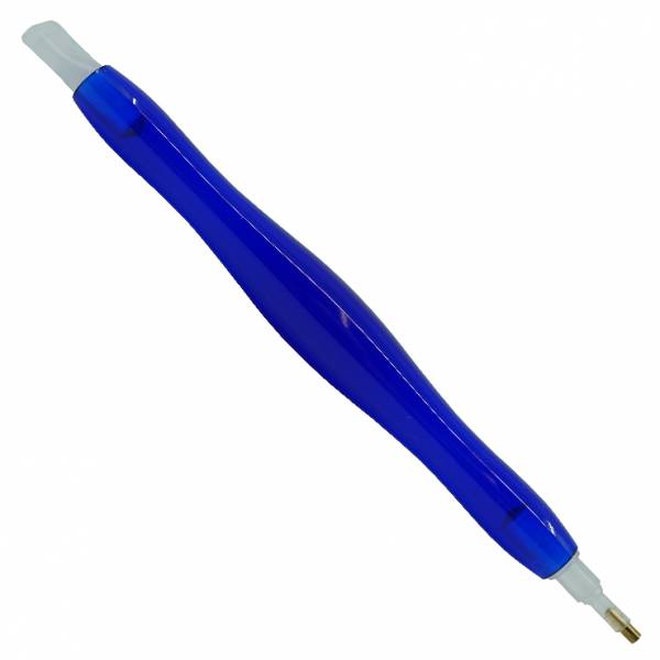 Pen for Diamond Painting, dark blue single-coloured, acrylic, hand-turned with multiple attachments, wax required