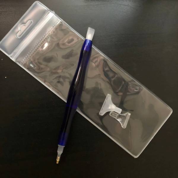 Stift für Diamond Painting, dunkelblau einfarbig, Acryl, handgedreht mit Mehrfachaufsätzen, Wachs notwendig